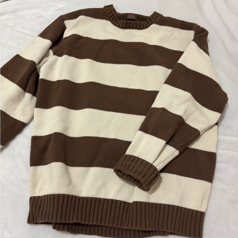Brandy Melville Brown Striped Oversized Sweater